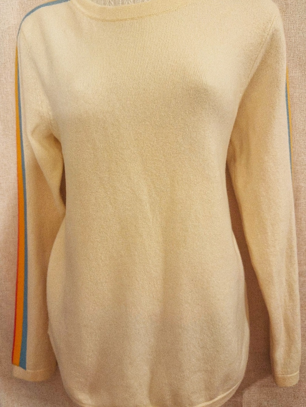🌈 100% Cashmere • Two Bees • Rainbow Racing Stripe (Mended)